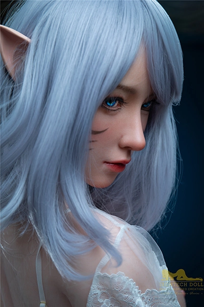  blue hair elf silicone sexdoll side