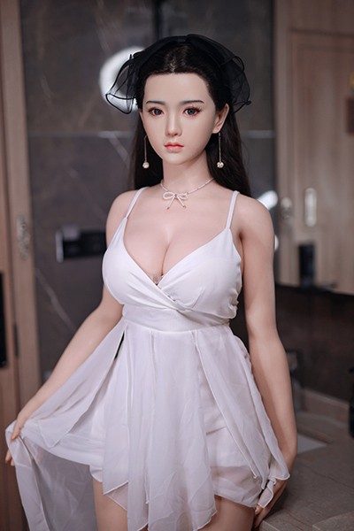  full size silicone sexdoll in white dress