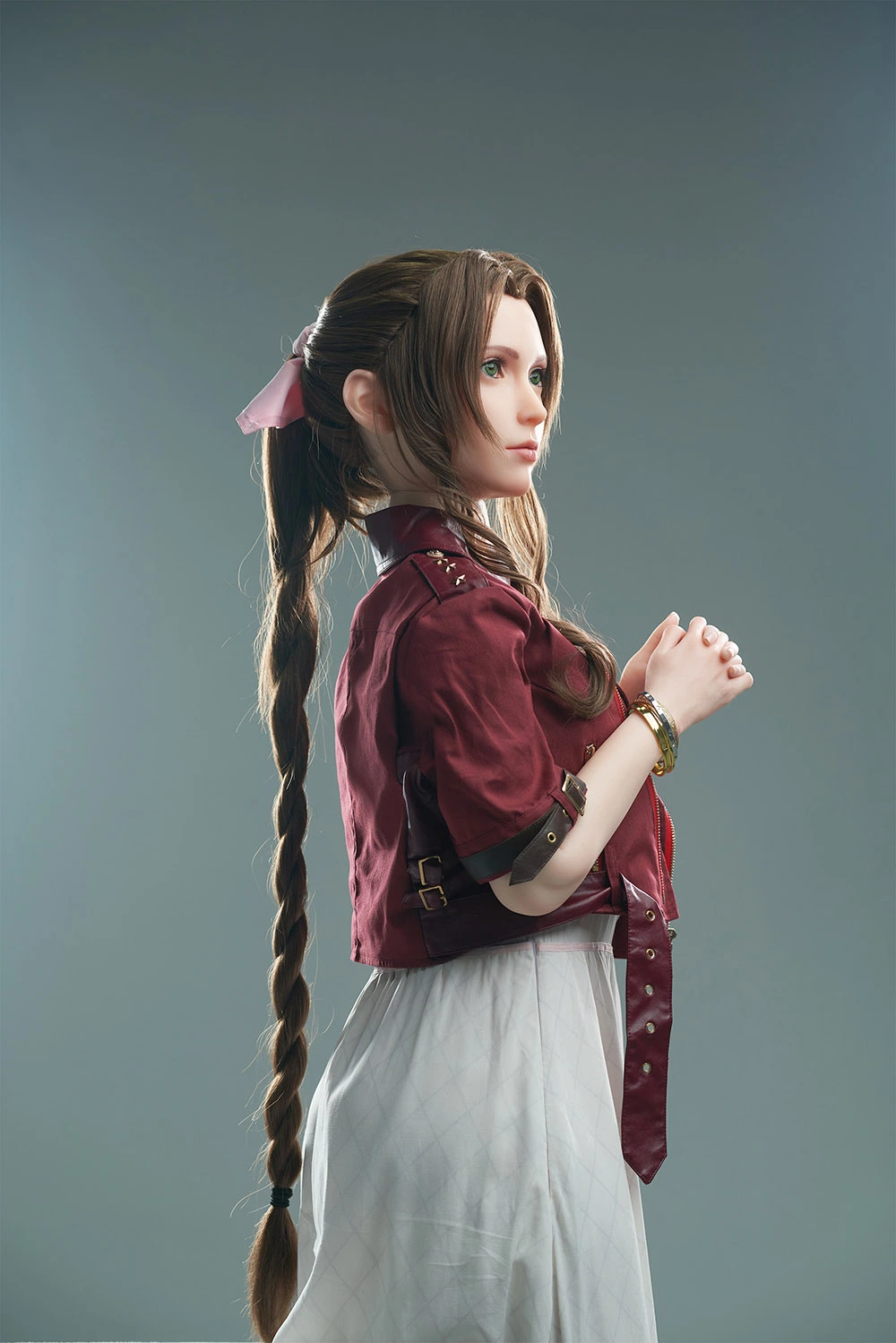  long hair silicone game lady doll Aerith side