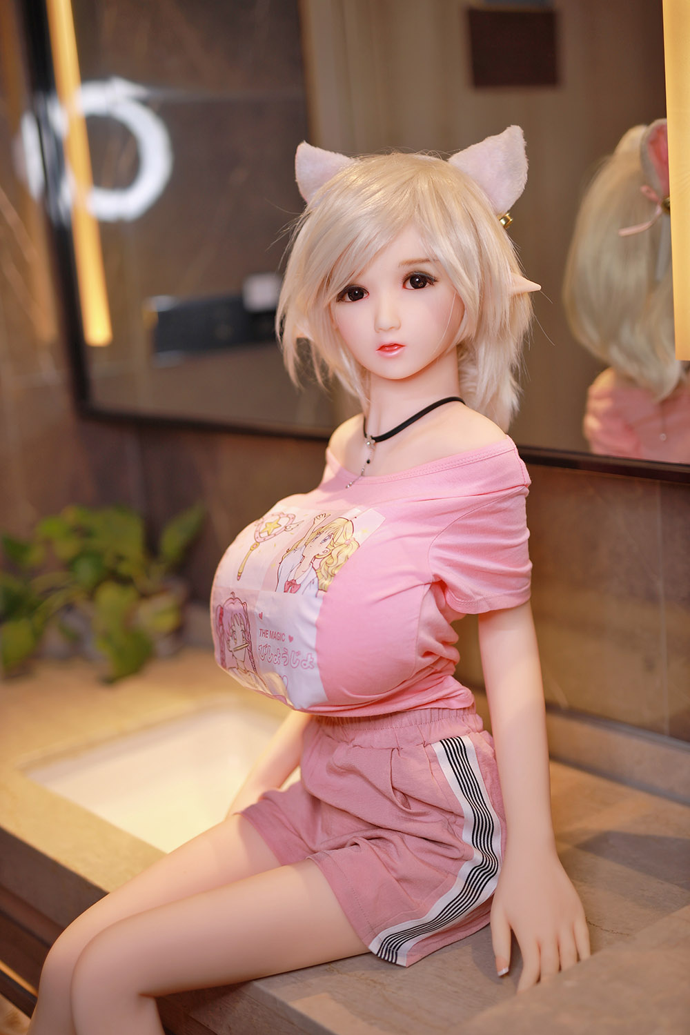 JY Doll Big Boobs Pink Suit Manga Sex Doll Petite Girl Nina 130cm